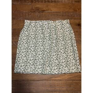 Green Floral Fitted Mini Skirt